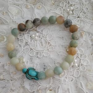 Green and Brown Natural Stone Beaded Bracelet